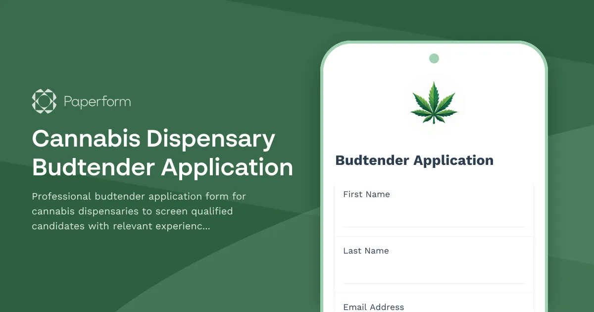 Cannabis Dispensary Budtender Application