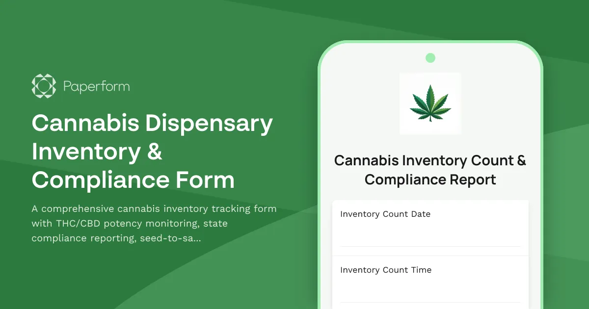 Cannabis Dispensary Inventory & Compliance Form