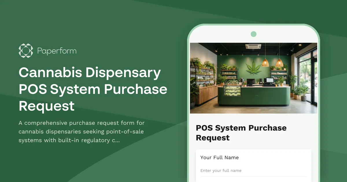 Cannabis Dispensary POS System Purchase Request