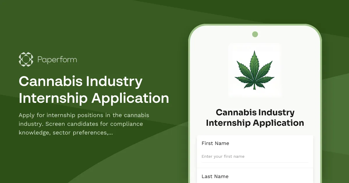 Cannabis Industry Internship Application