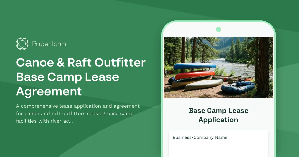 Canoe & Raft Outfitter Base Camp Lease Agreement