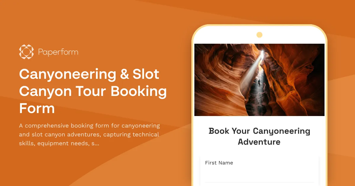Canyoneering & Slot Canyon Tour Booking Form