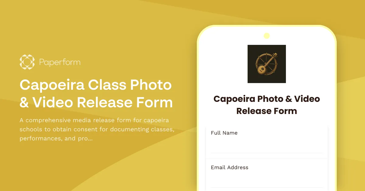 Capoeira Class Photo & Video Release Form