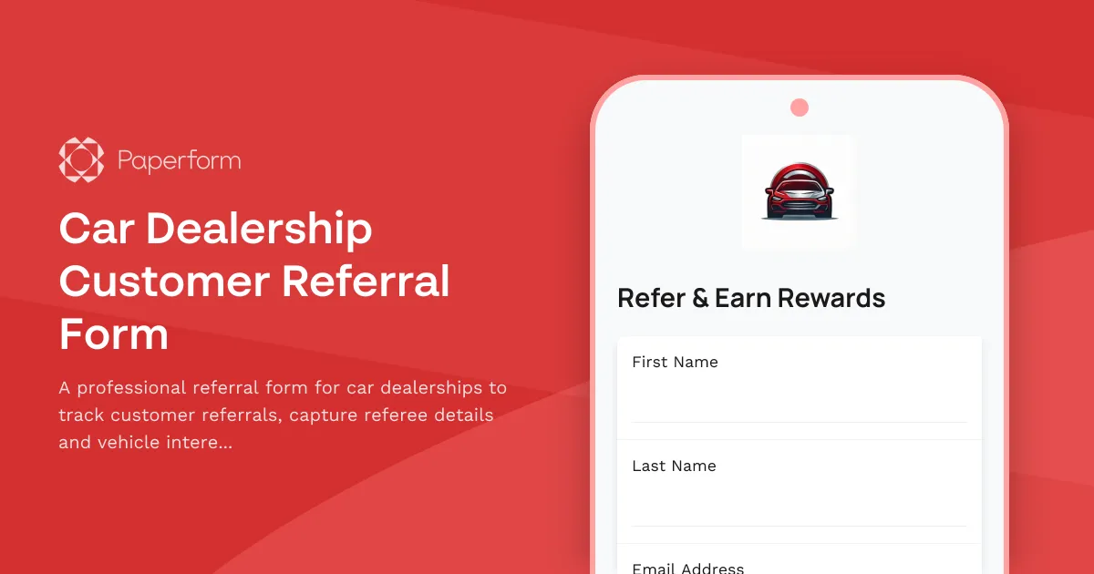 Car Dealership Customer Referral Form