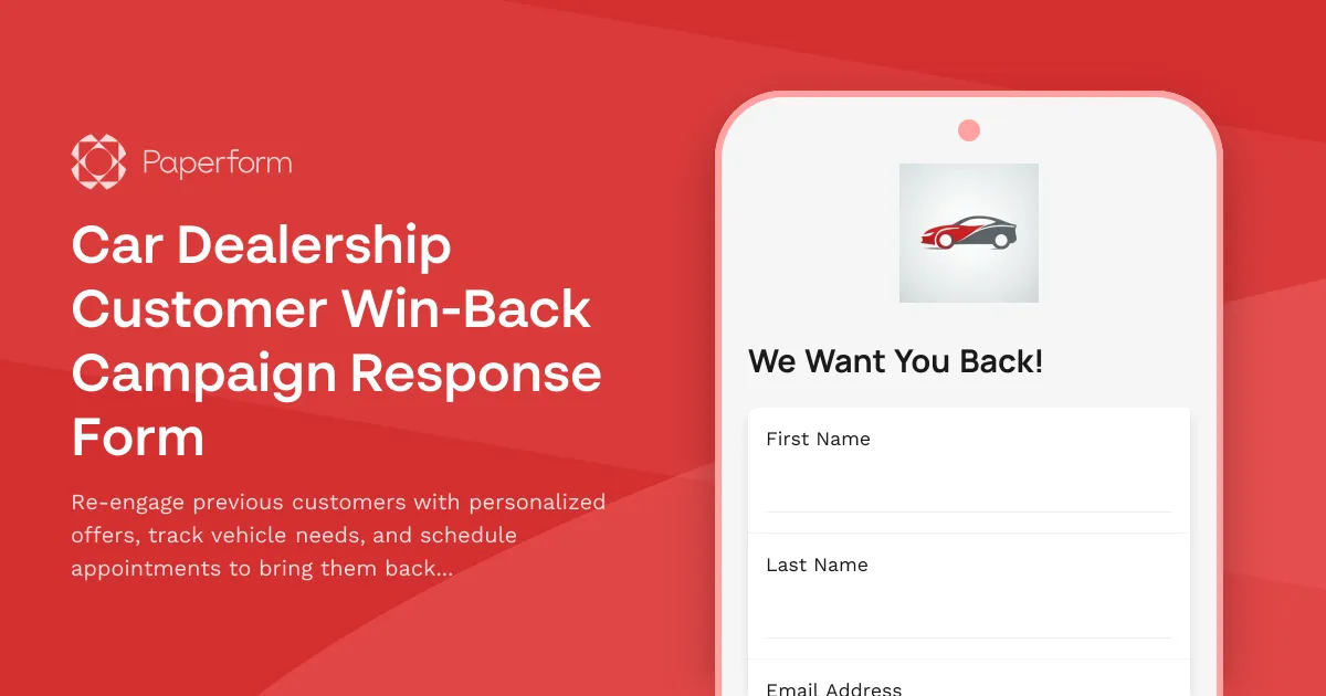 Car Dealership Customer Win-Back Campaign Response Form