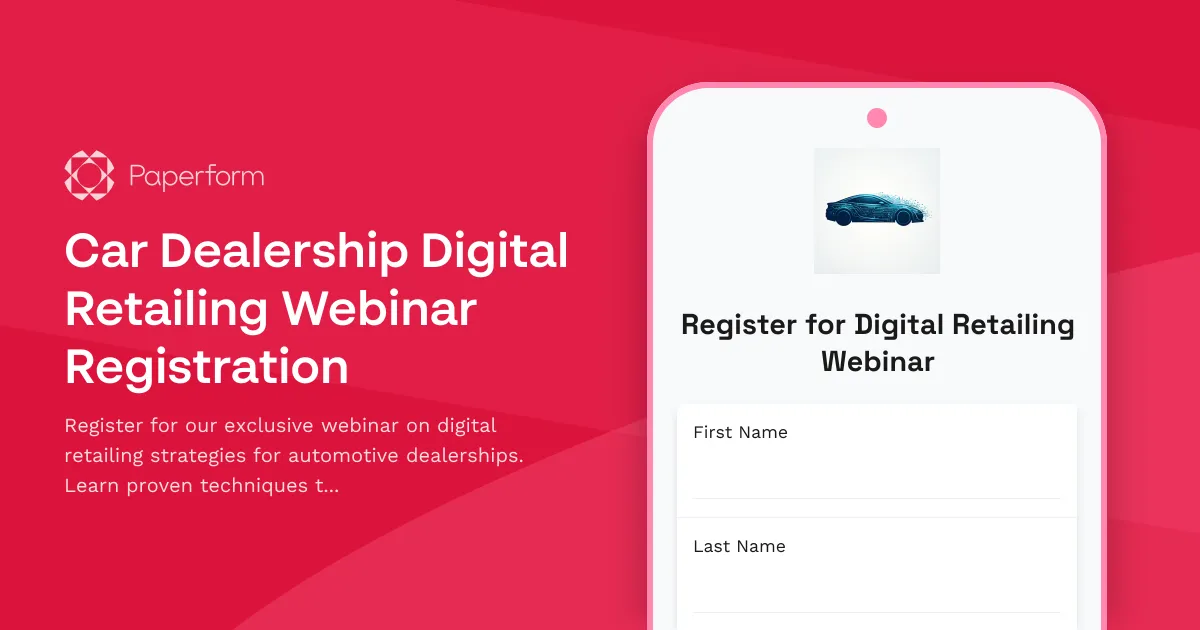 Car Dealership Digital Retailing Webinar Registration