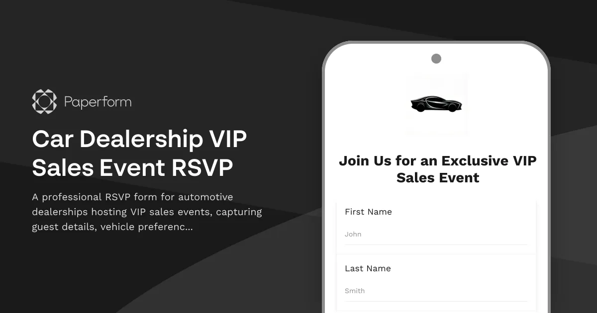 Car Dealership VIP Sales Event RSVP