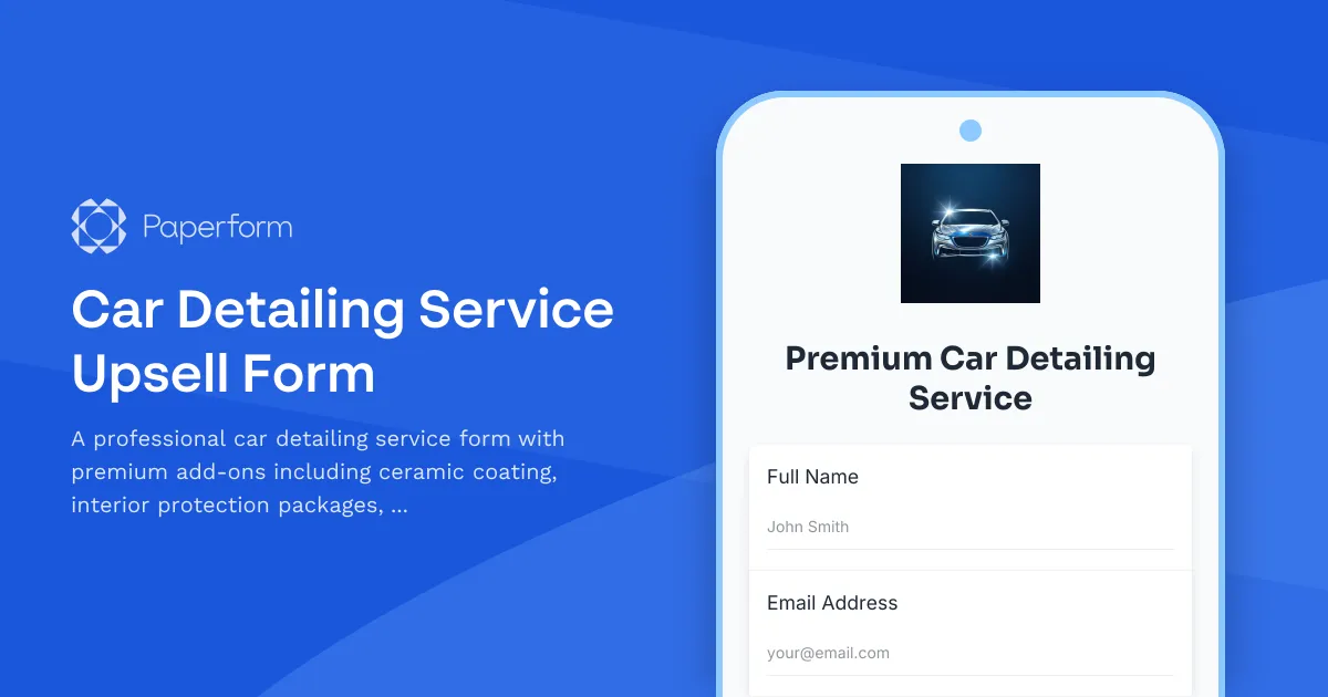 Car Detailing Service Upsell Form