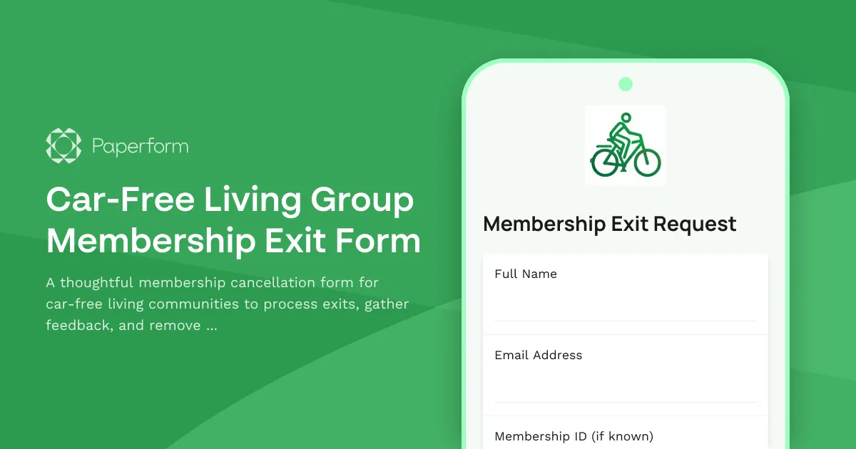 Car-Free Living Group Membership Exit Form