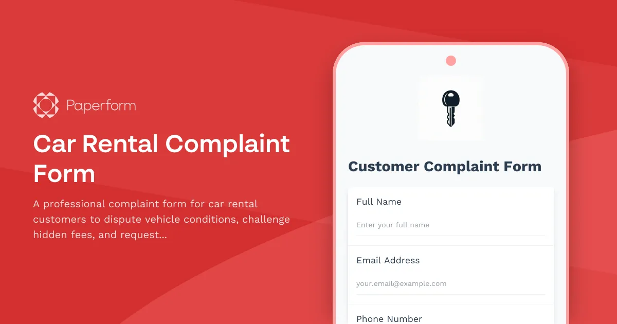 Car Rental Complaint Form