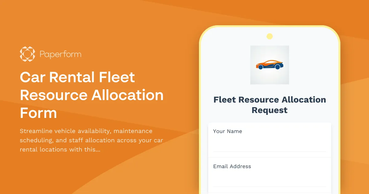 Car Rental Fleet Resource Allocation Form