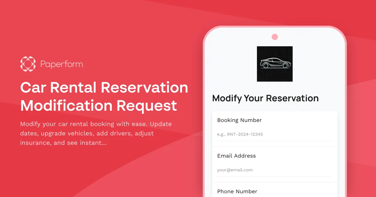 Car Rental Reservation Modification Request
