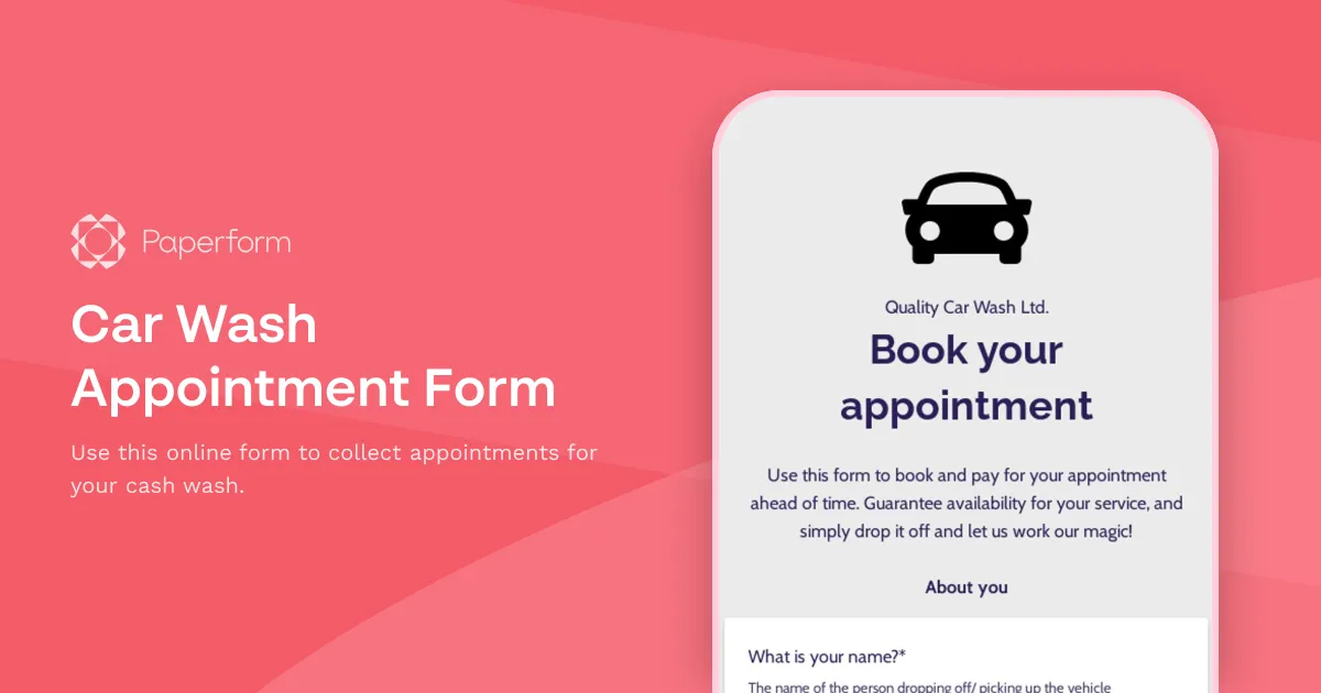 Car Wash Appointment Form