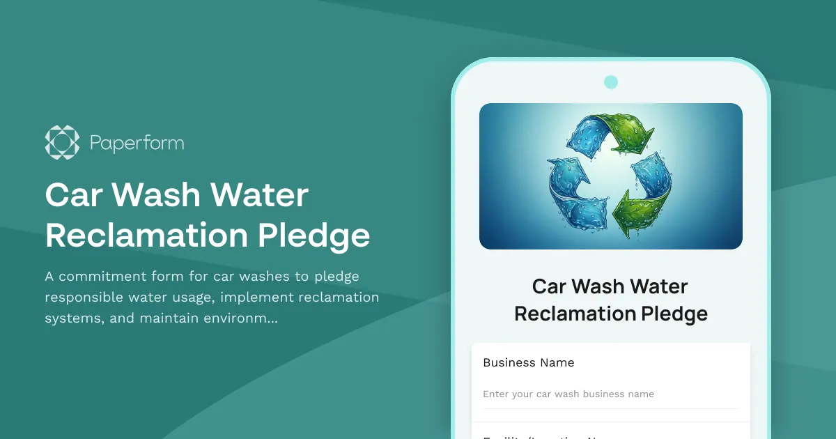 Car Wash Water Reclamation Pledge