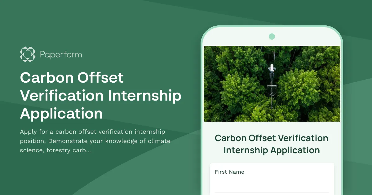 Carbon Offset Verification Internship Application