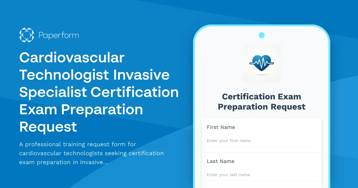 Cardiovascular Technologist Invasive Specialist Certification Exam Preparation Request