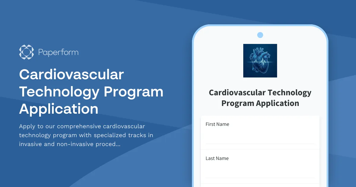 Cardiovascular Technology Program Application