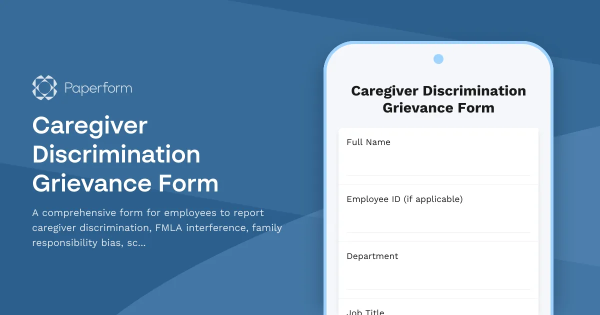 Caregiver Discrimination Grievance Form