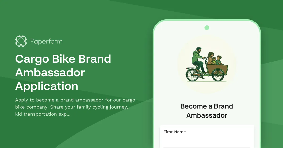 Cargo Bike Brand Ambassador Application