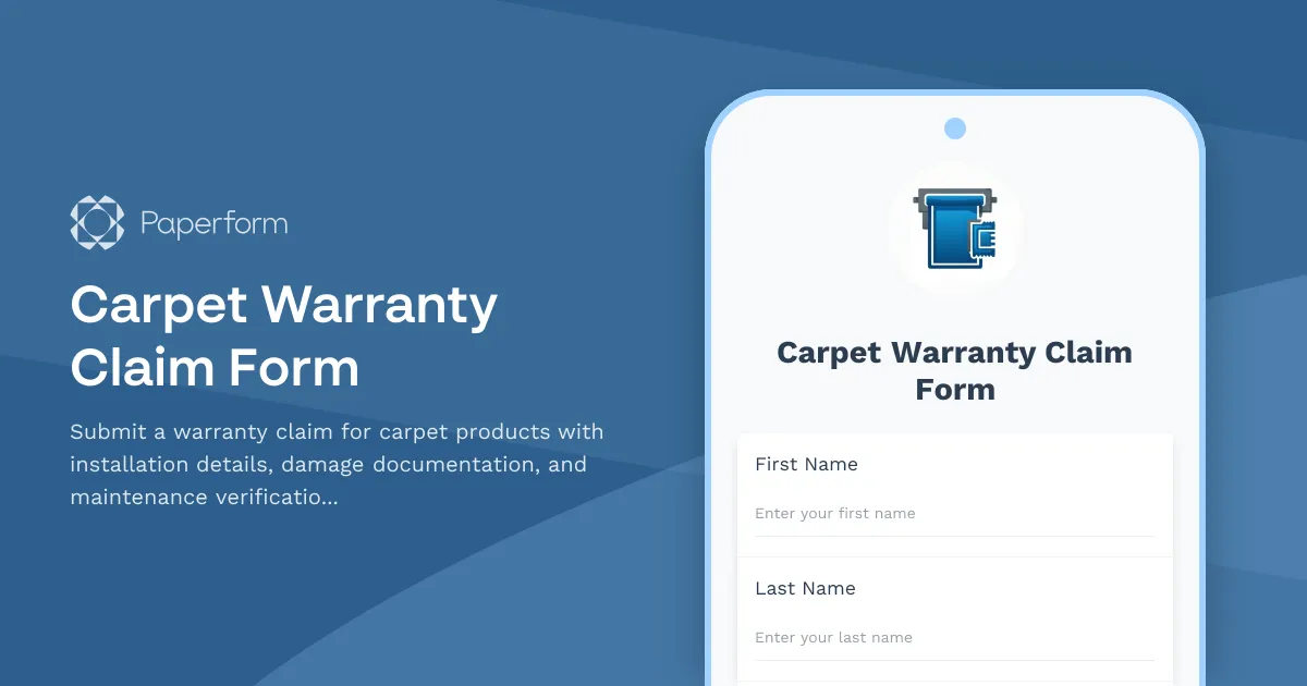Carpet Warranty Claim Form