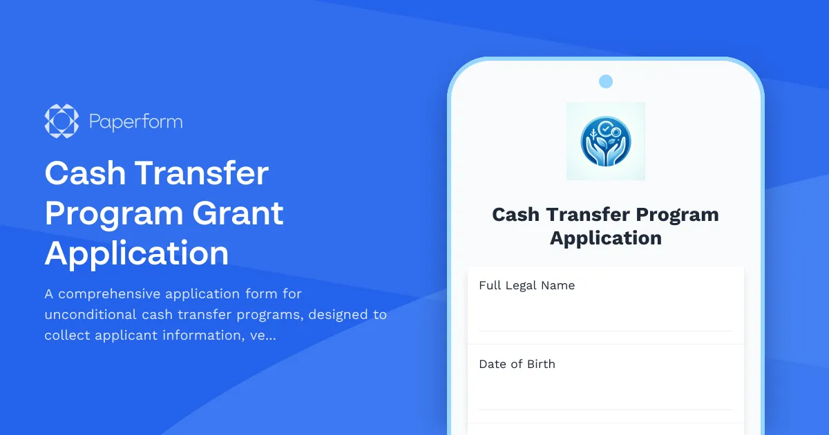 Cash Transfer Program Grant Application
