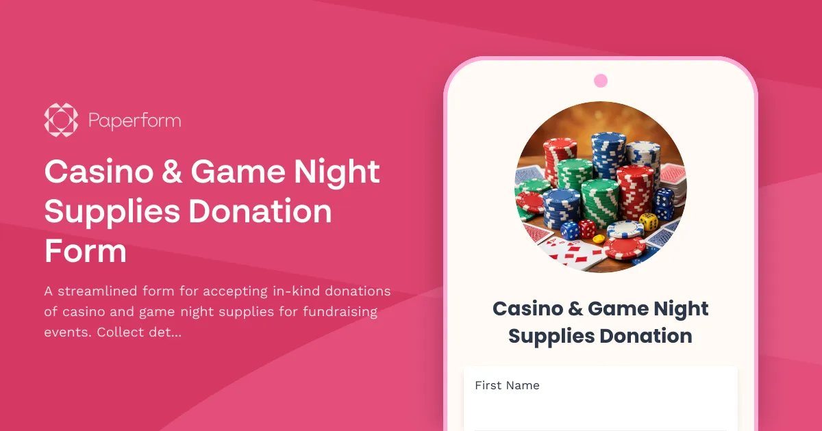 Casino & Game Night Supplies Donation Form