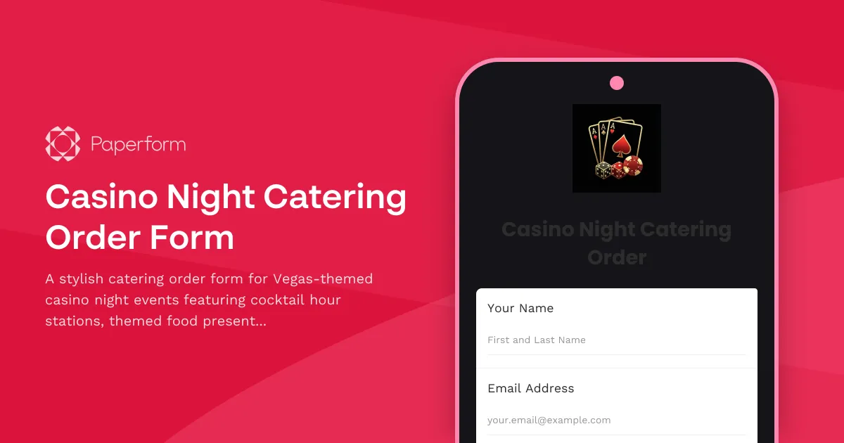Casino Night Catering Order Form