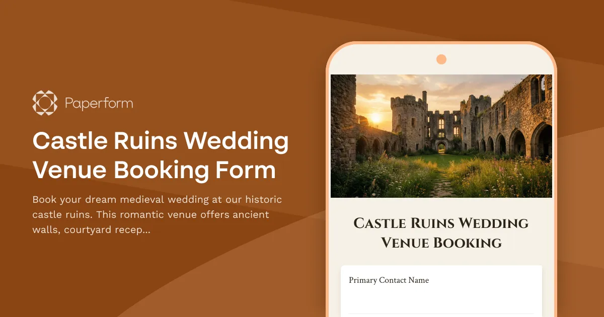 Castle Ruins Wedding Venue Booking Form