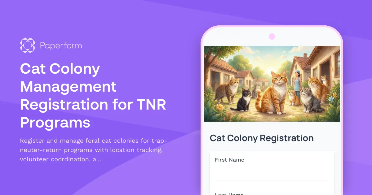 Cat Colony Management Registration for TNR Programs