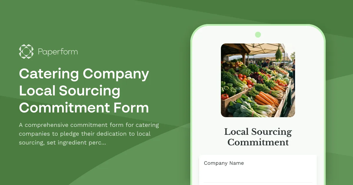 Catering Company Local Sourcing Commitment Form