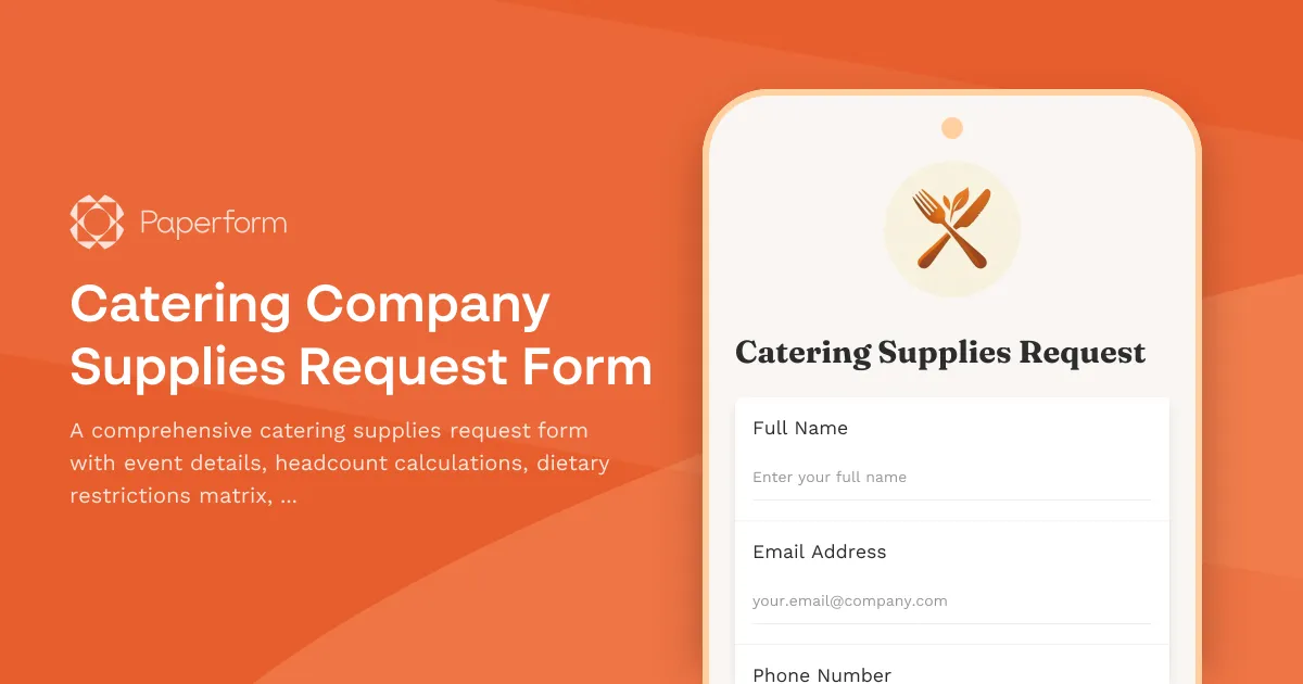 Catering Company Supplies Request Form