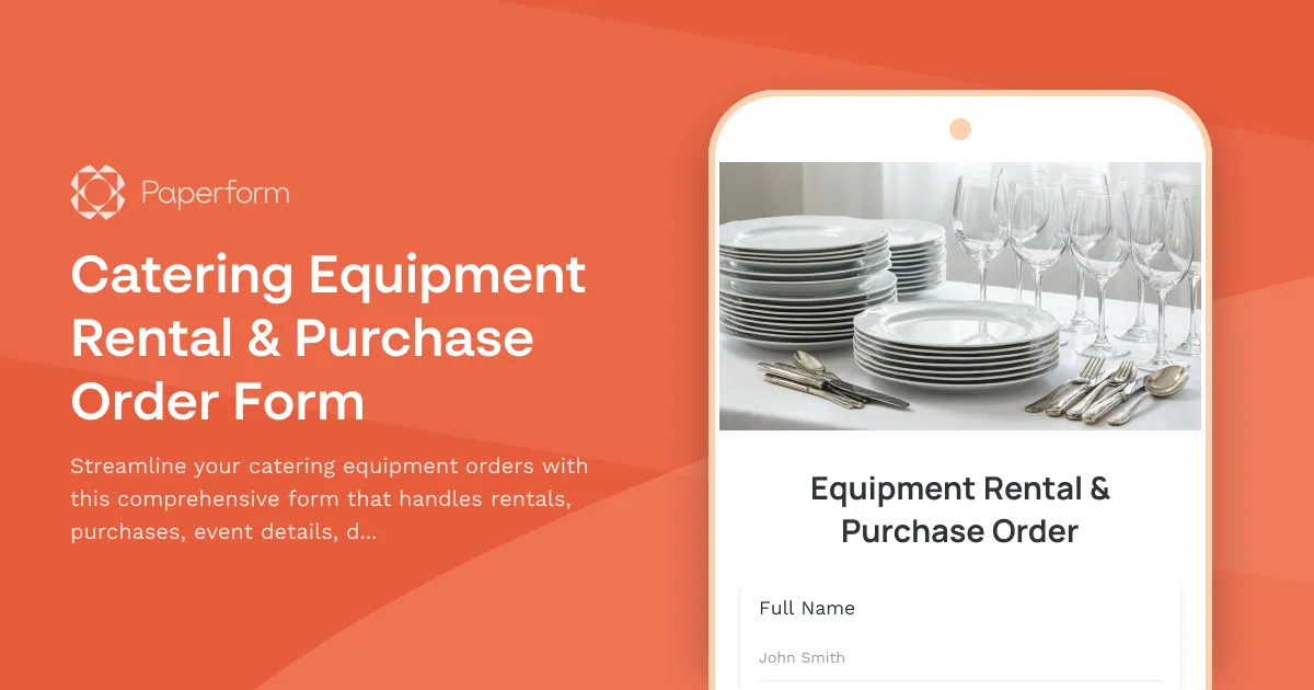 Catering Equipment Rental & Purchase Order Form