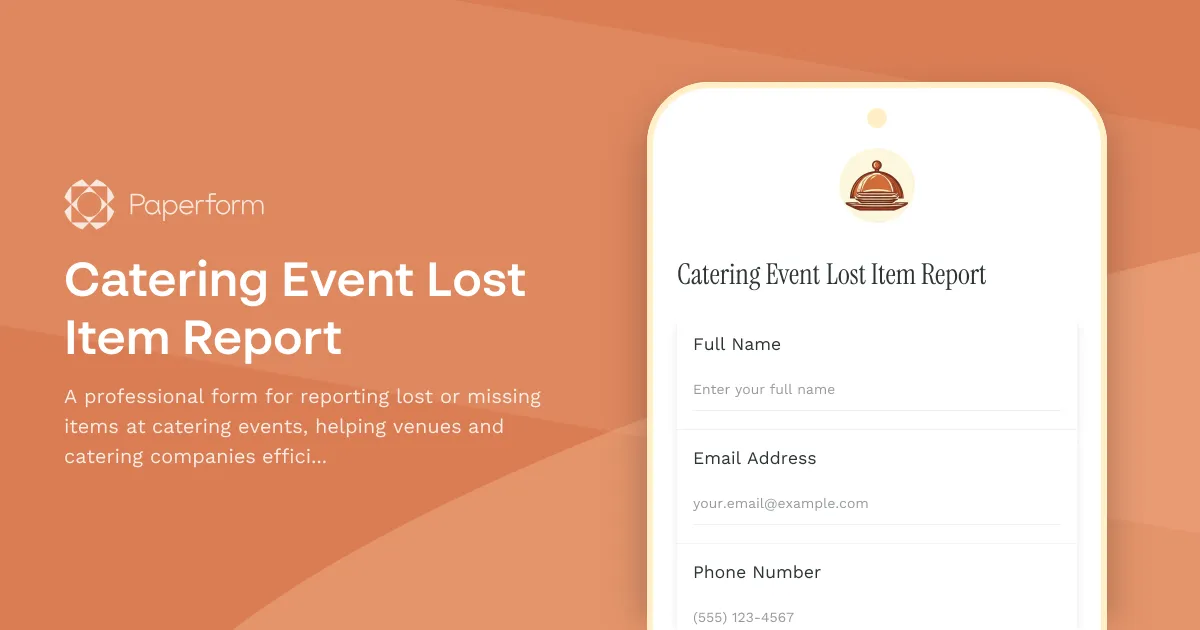 Catering Event Lost Item Report