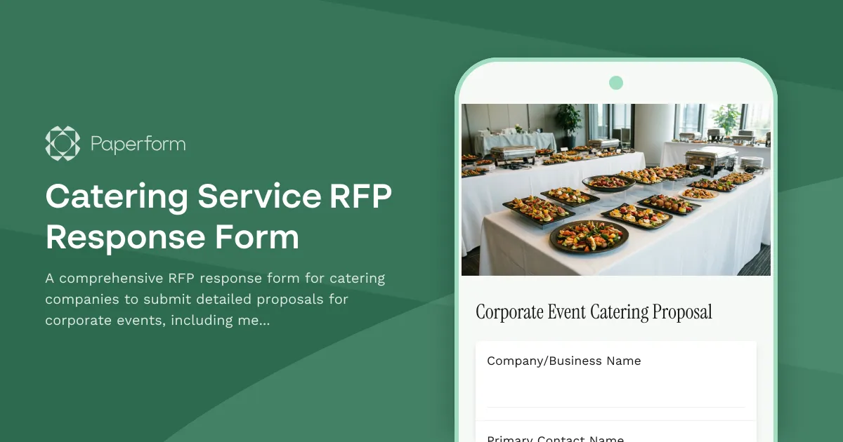 Catering Service RFP Response Form