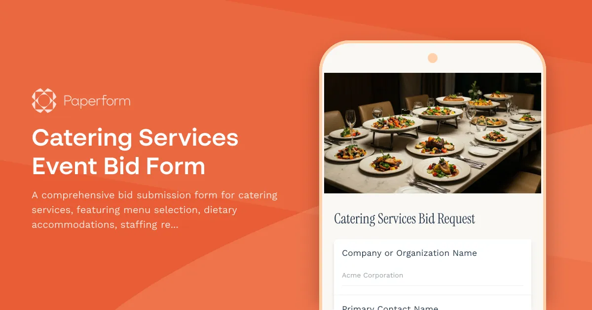 Catering Services Event Bid Form