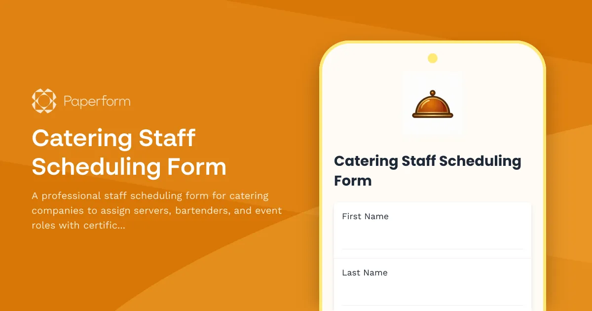 Catering Staff Scheduling Form
