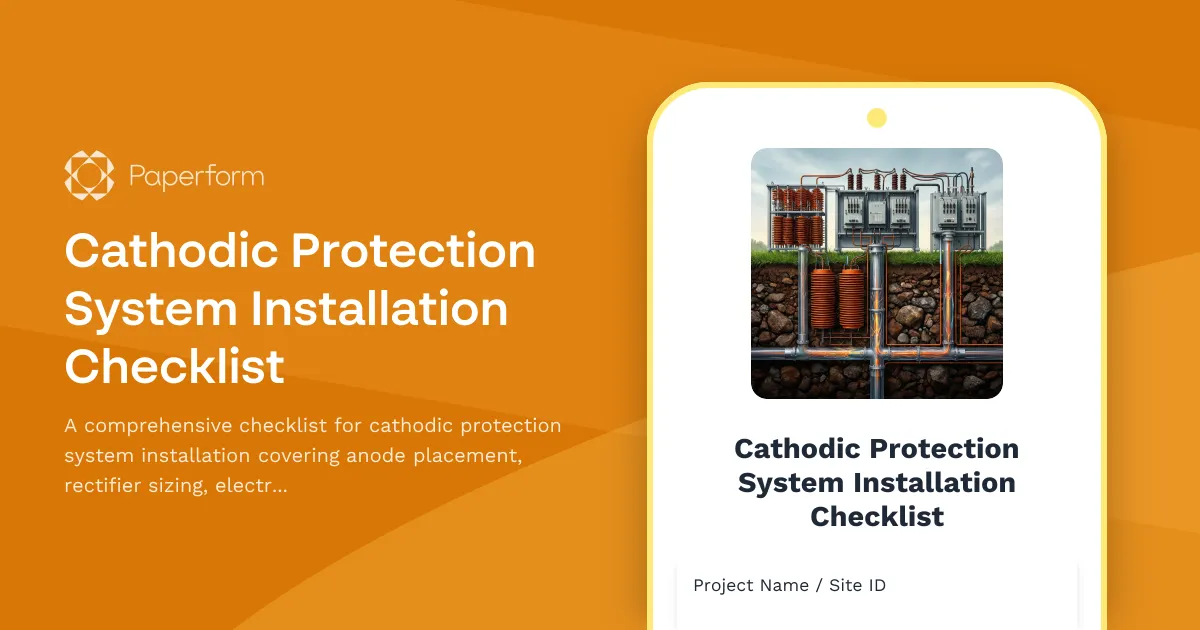 Cathodic Protection System Installation Checklist