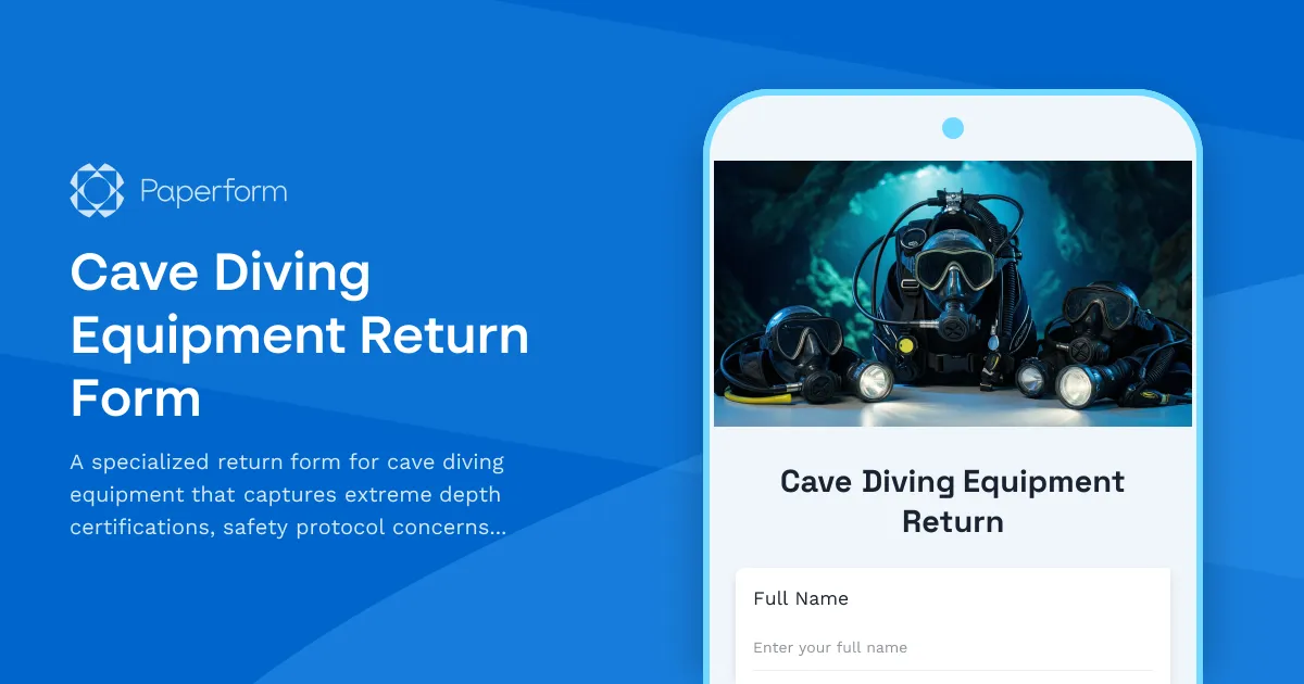 Cave Diving Equipment Return Form
