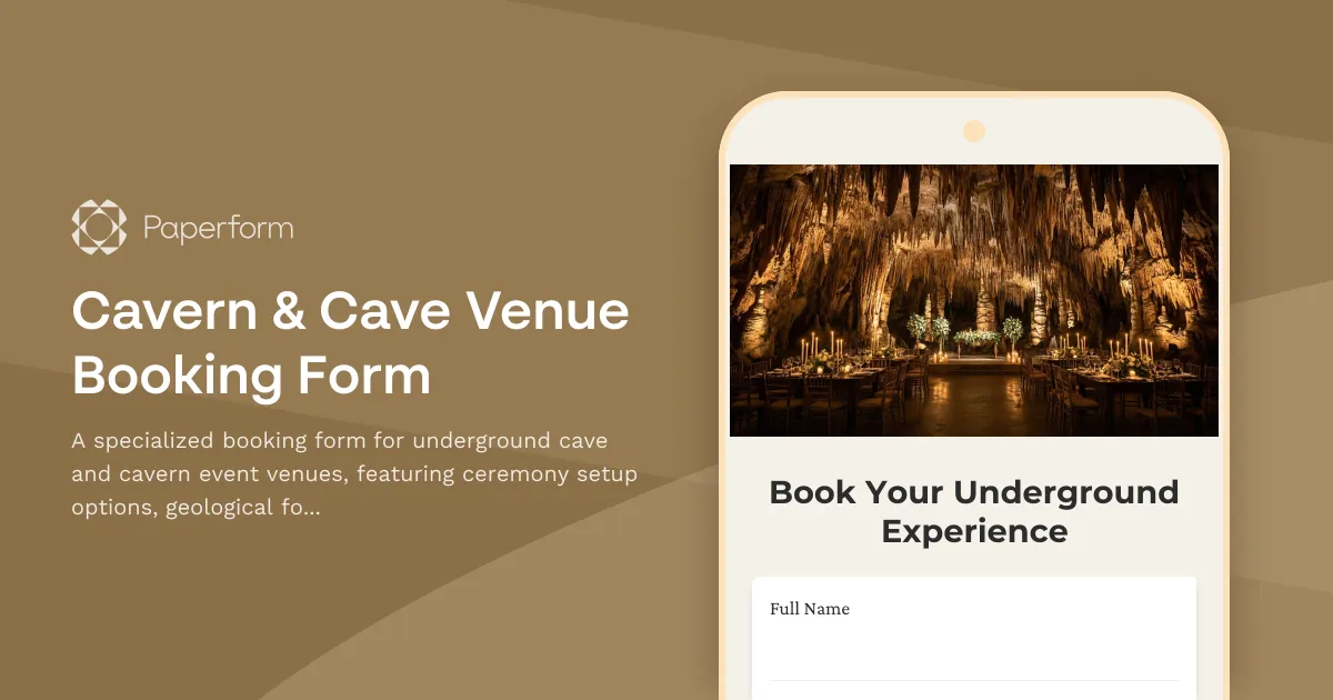 Cavern & Cave Venue Booking Form