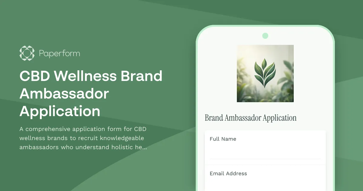 CBD Wellness Brand Ambassador Application