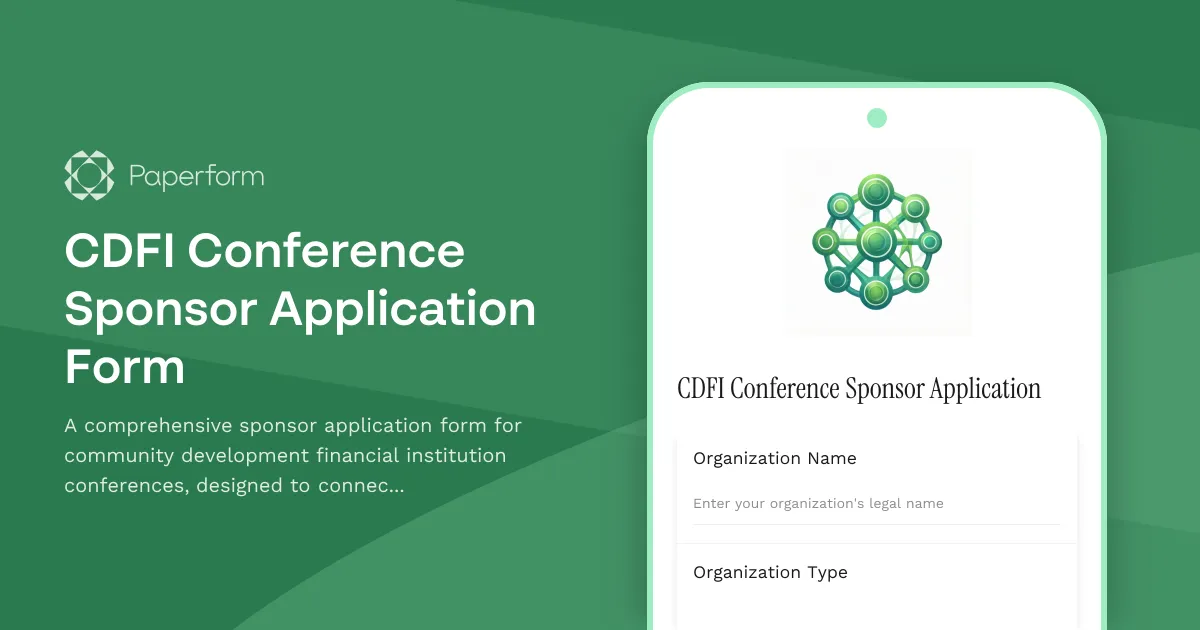 CDFI Conference Sponsor Application Form