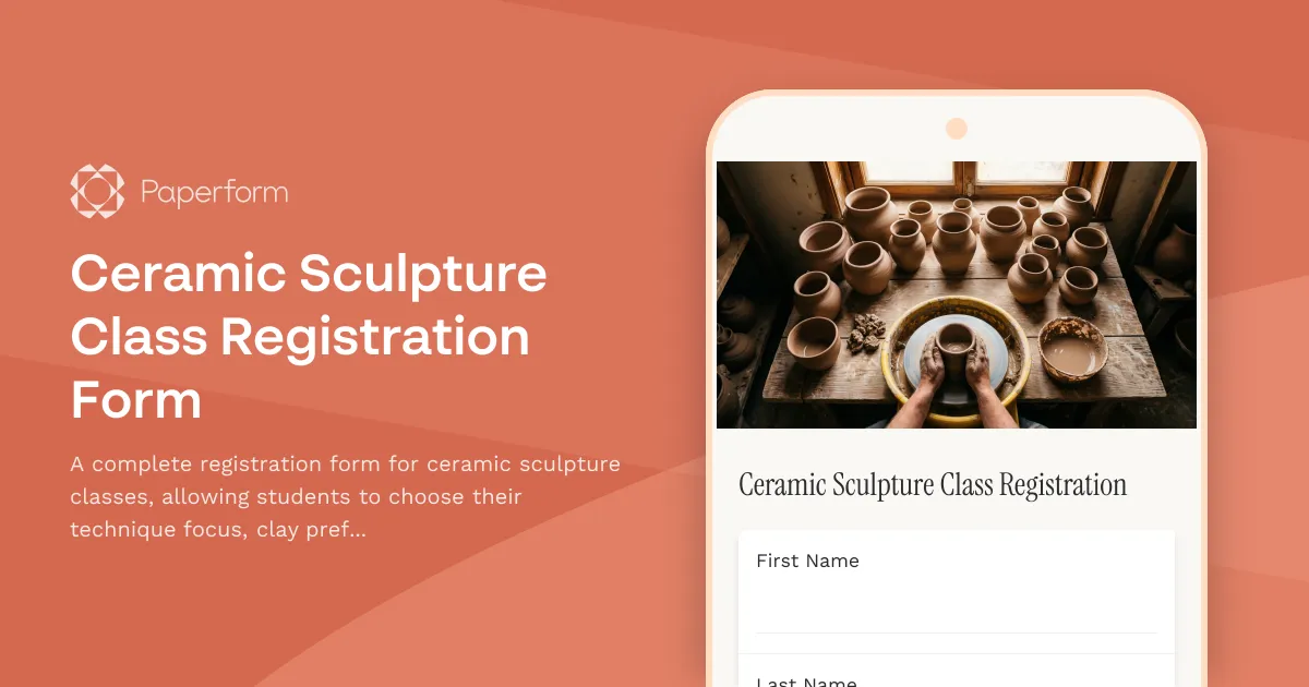 Ceramic Sculpture Class Registration Form