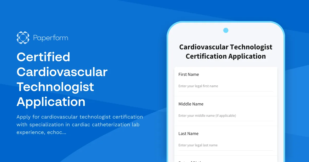 Certified Cardiovascular Technologist Application