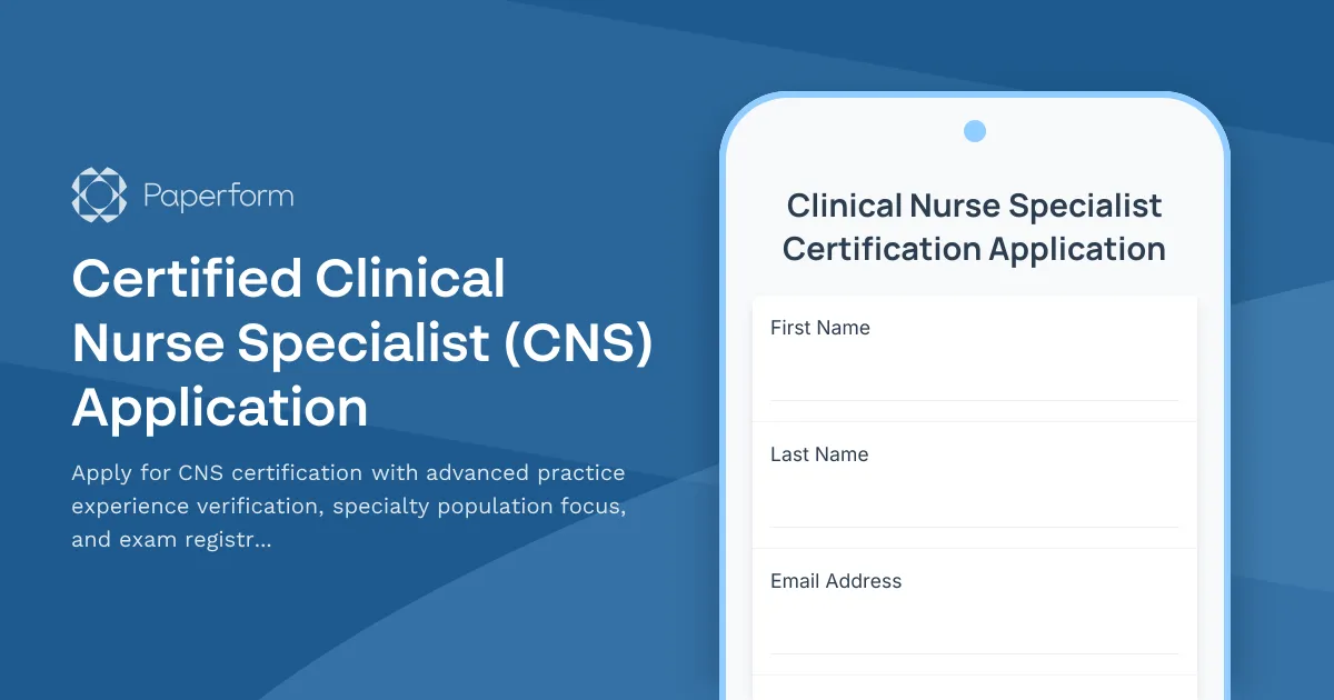 Certified Clinical Nurse Specialist (CNS) Application