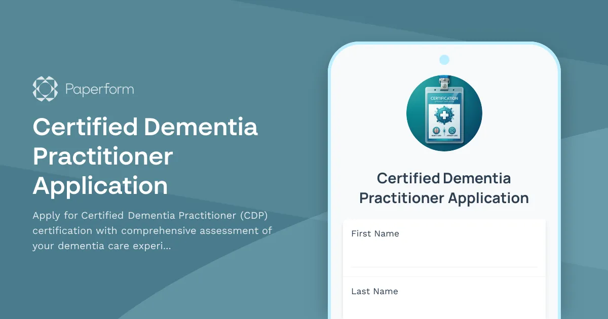 Certified Dementia Practitioner Application