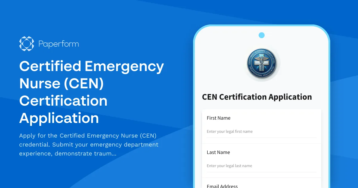 Certified Emergency Nurse (CEN) Certification Application
