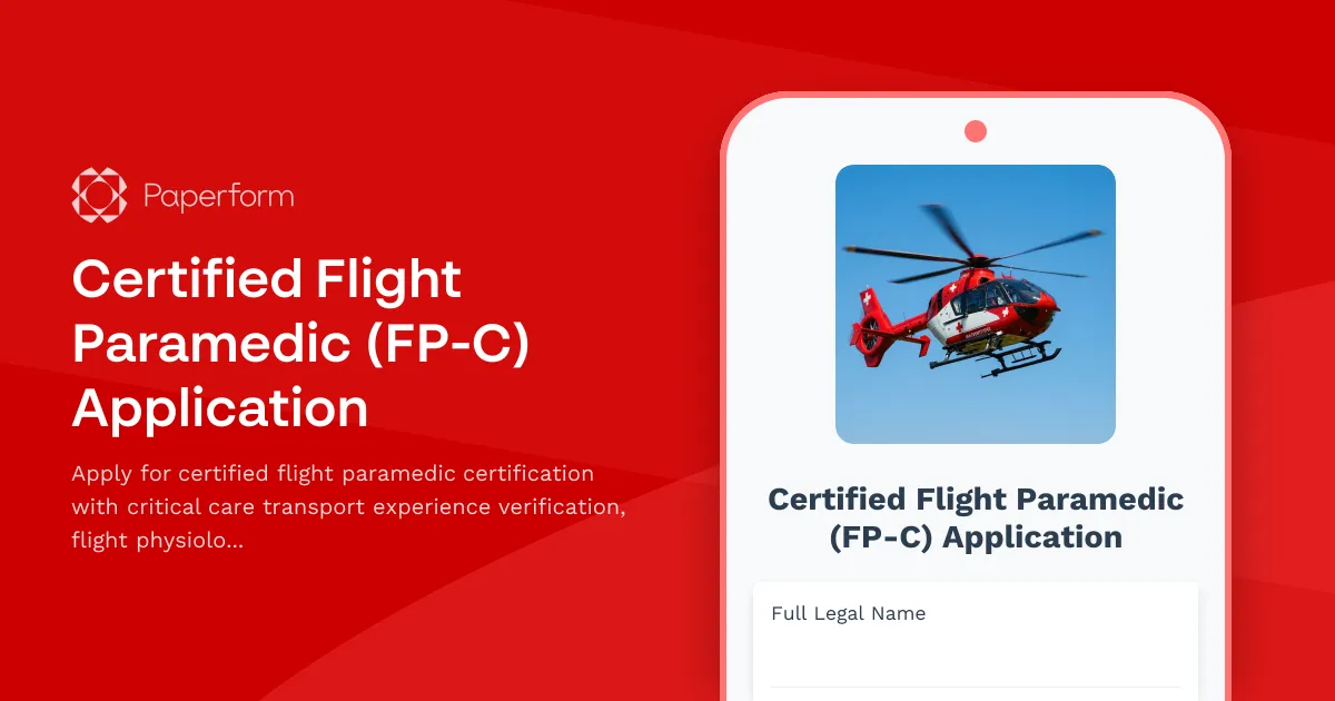Certified Flight Paramedic (FP-C) Application