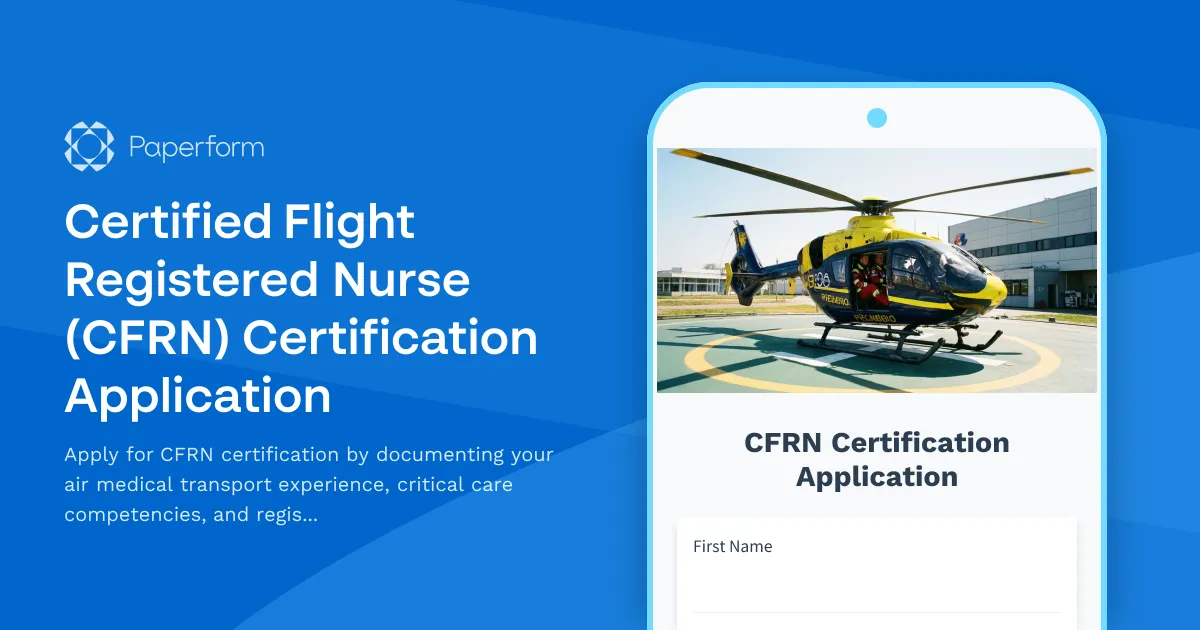 Certified Flight Registered Nurse (CFRN) Certification Application