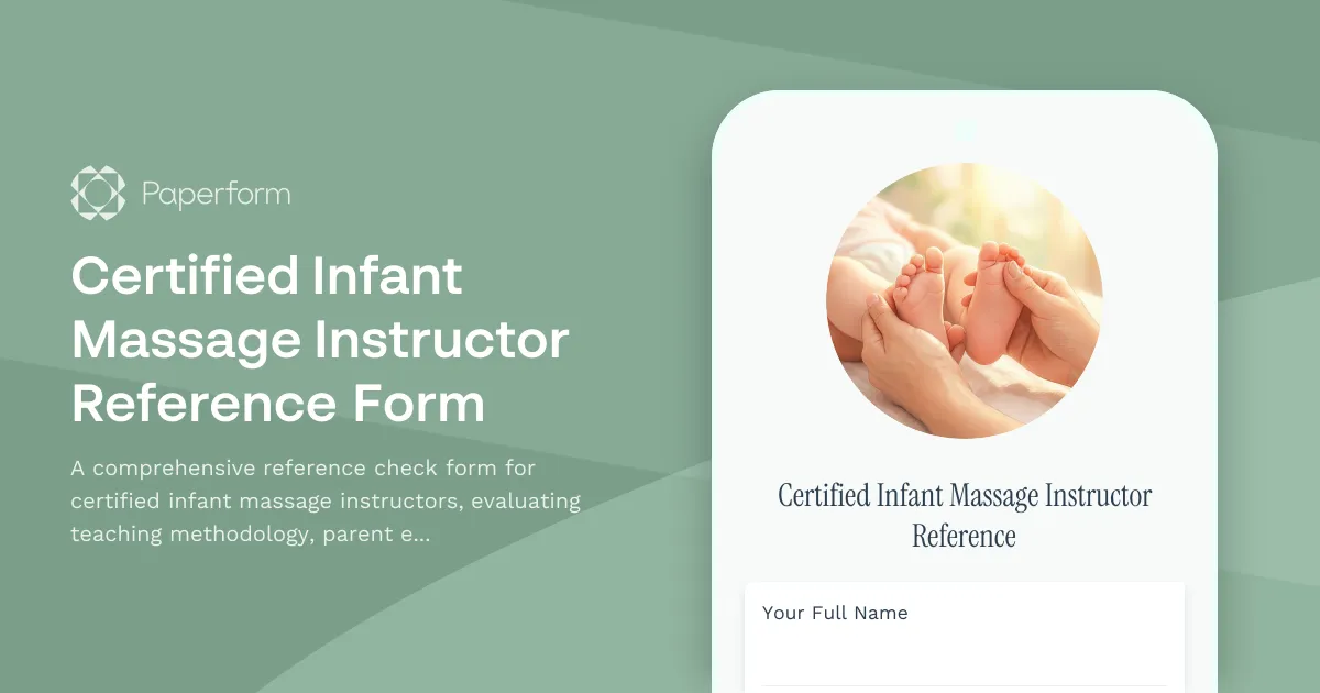 Certified Infant Massage Instructor Reference Form