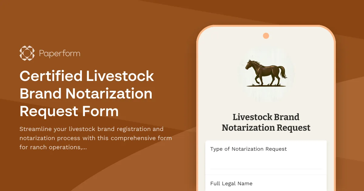 Certified Livestock Brand Notarization Request Form